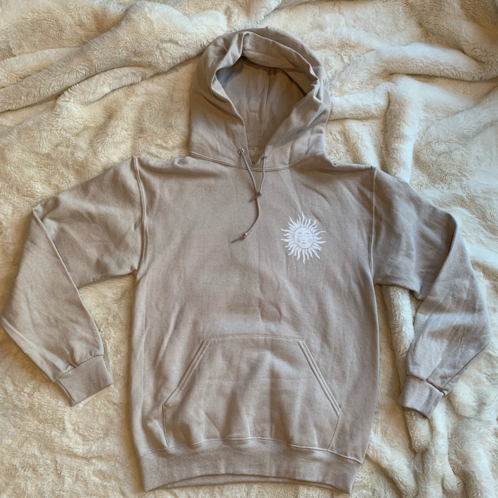 Tan Hoodie with Sun Design